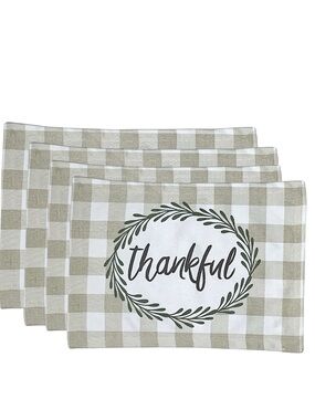 Nantucket Placemats Buffalo Check Quality Cotton Shabby Chic Plaid Neutral Beige